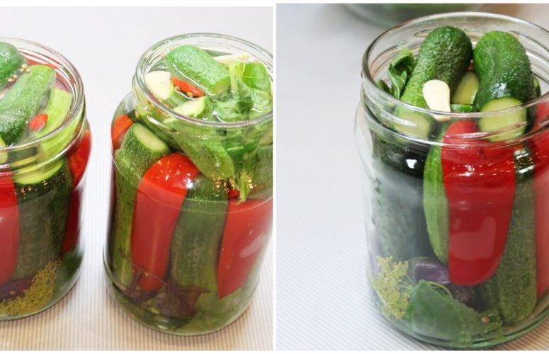 Мариновані огірки з болгарським перцем і базиліком на зиму