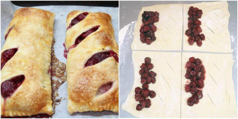 Слойки з малиною з листкового тіста