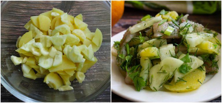 картопляний салат з копченою скумбрією