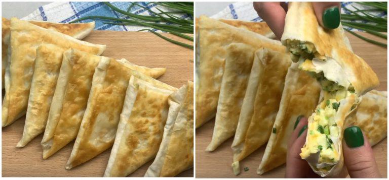 пиріжки з лаваша з яйцем і цибулею