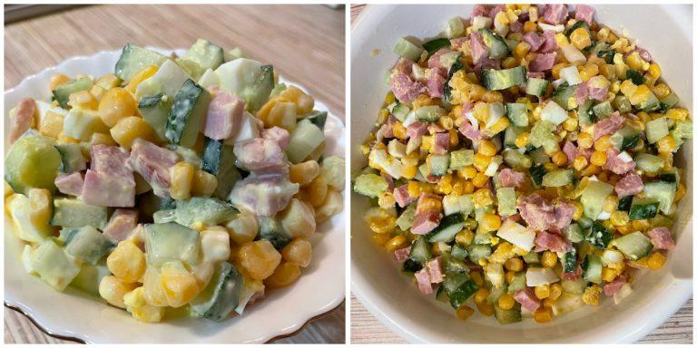 салат з копченим м'ясом і кукурудзою
