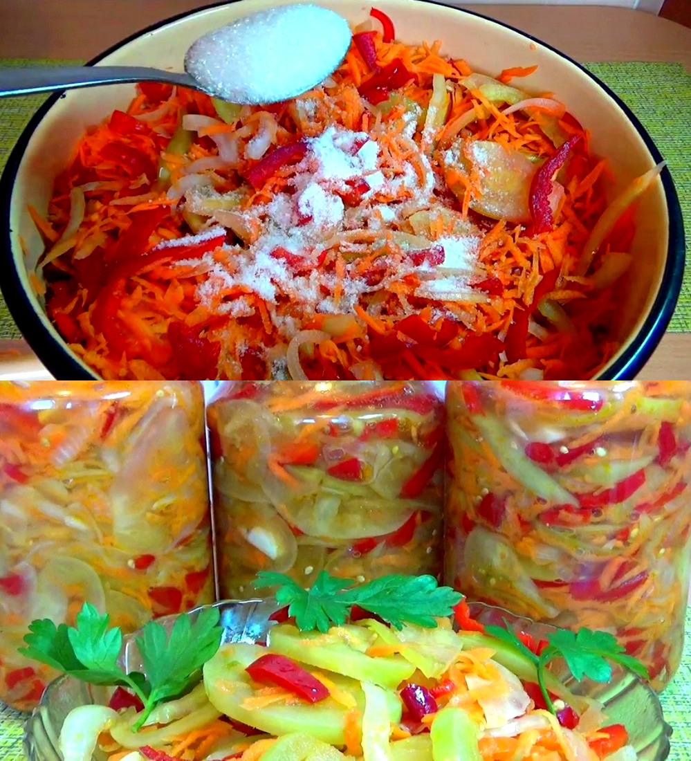 Салат із зелених помідорів: без варіння, зберігаю у скляних банках у холодильнику