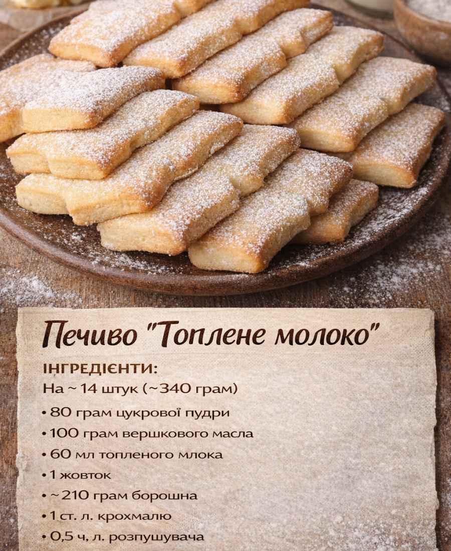 Домашнє печиво “Топлене молоко” – проста та дуже смачна випічка до чаю