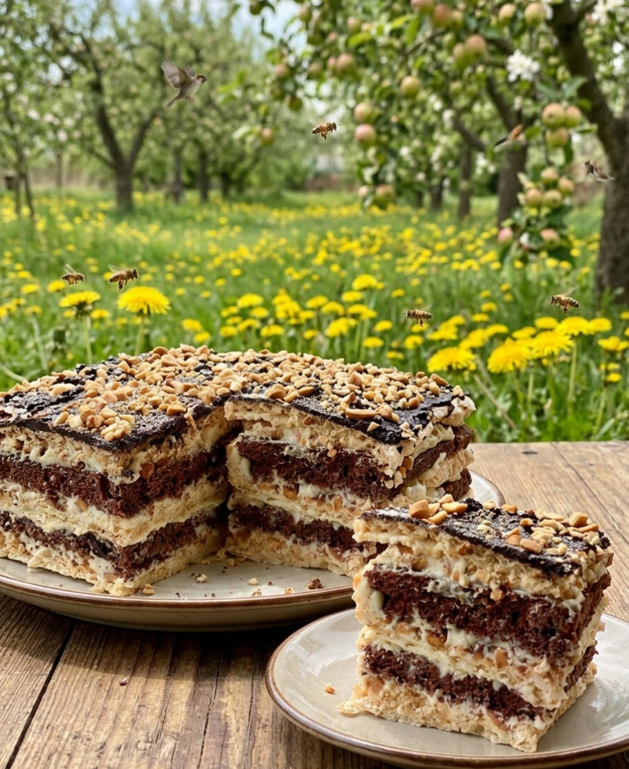 Торт “Кораловий риф” – ідеальний варіант для любителів арахісу, меренги та шоколадного бісквіта