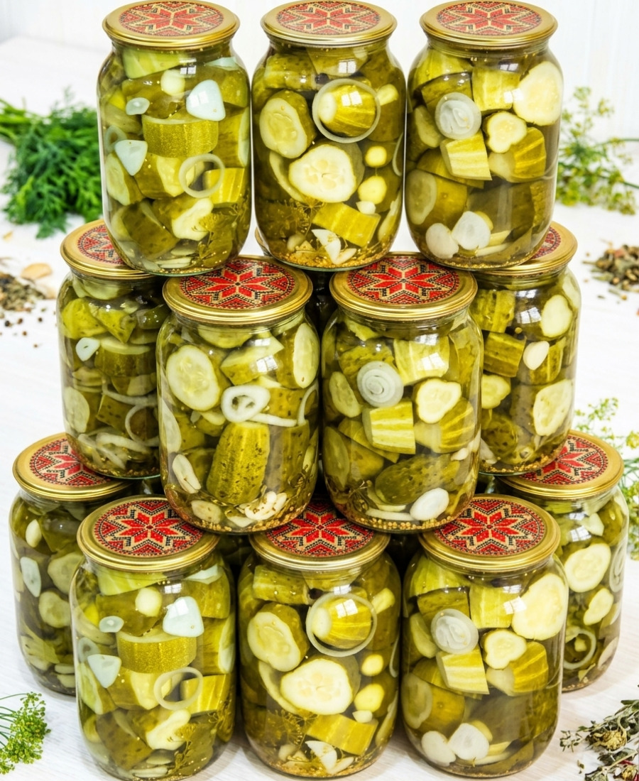 Різані мариновані огірки на зиму. Можна готувати з огірків, що переросли